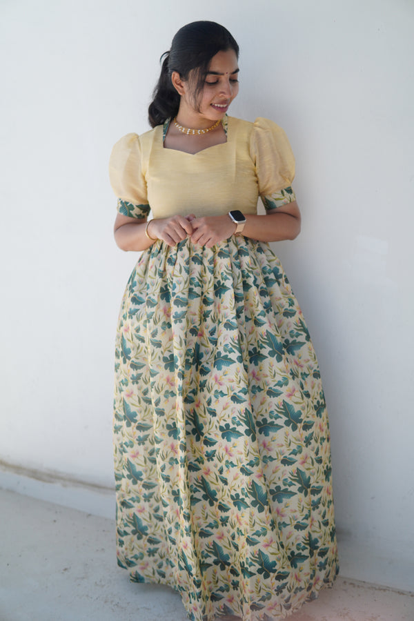 Leafy Elegance: Sandal long salwar